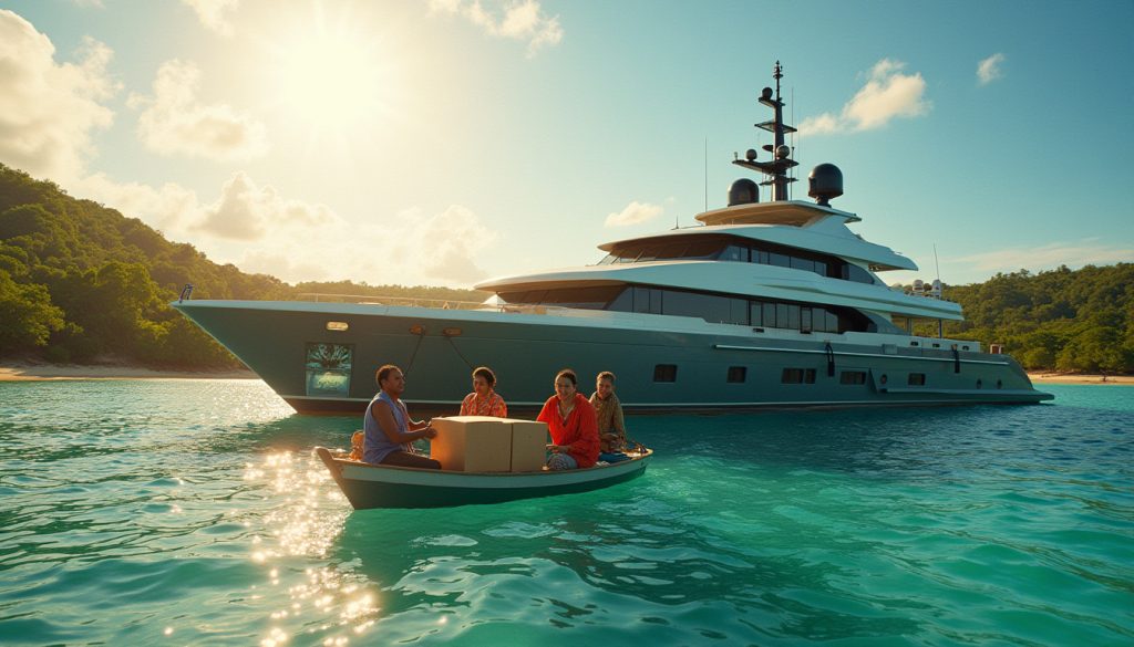 Яхти ICON і благодійність: Дослідницька яхта доставила припаси в тропічне село.