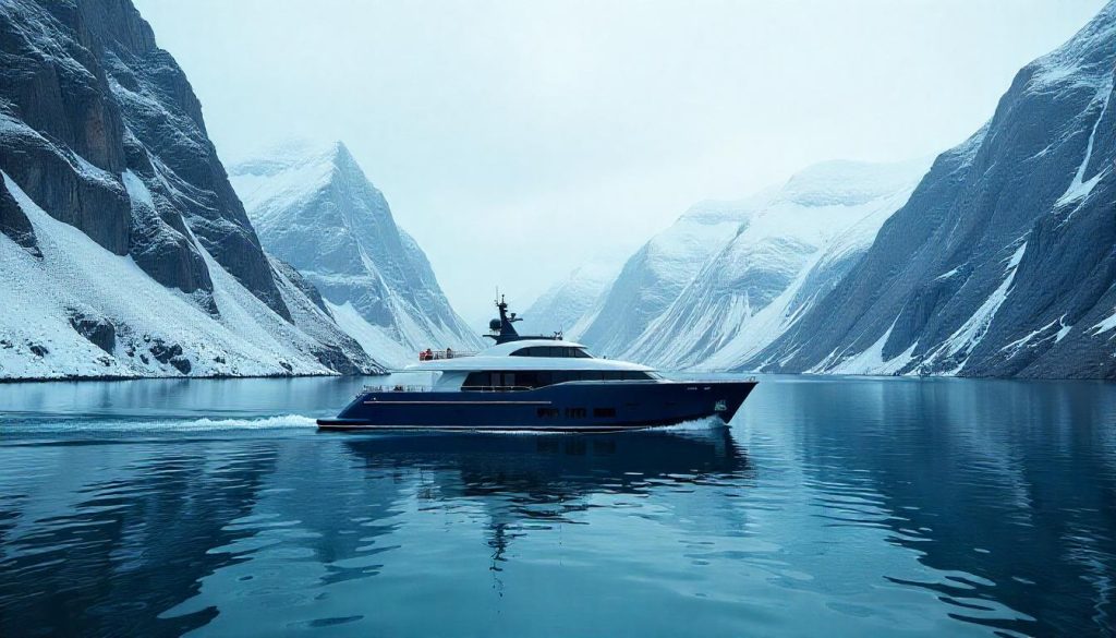 Eco-yacht in Geirangerfjord, highlighting eco-yachting sustainable sailing in 2025.