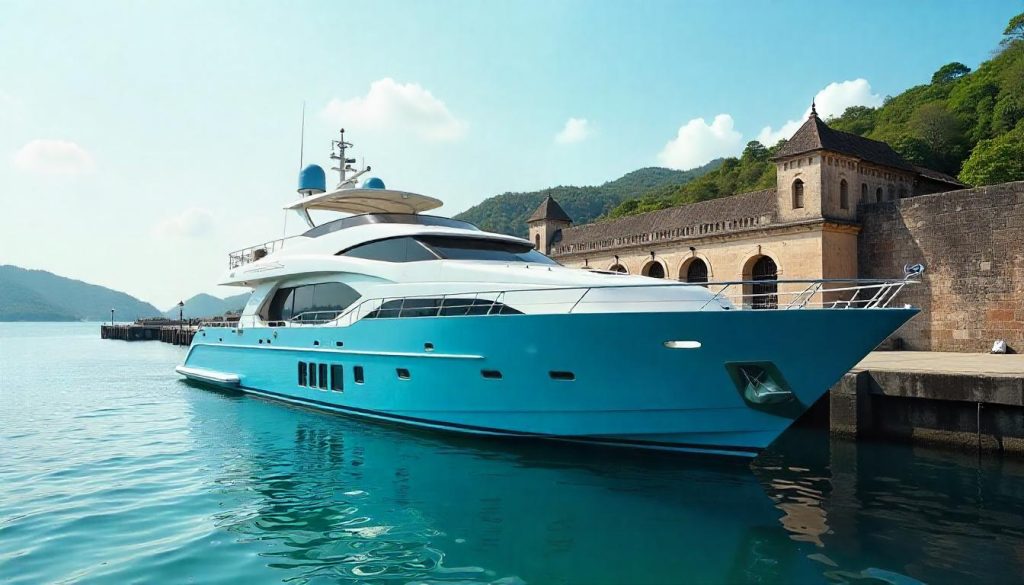 Yacht in Aberdeen Jetty, highlighting sailing Andaman Nicobar Islands in 2025.
