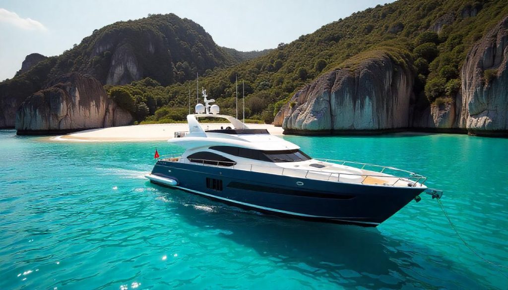 Yacht in Donald Duck Bay, highlighting best anchorages Thailand yachting in 2025.