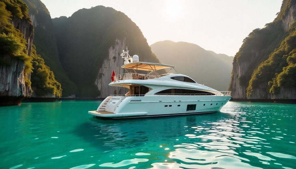 Yacht near Black Island, highlighting yachting Philippines Palawan hidden lagoons in 2025.
