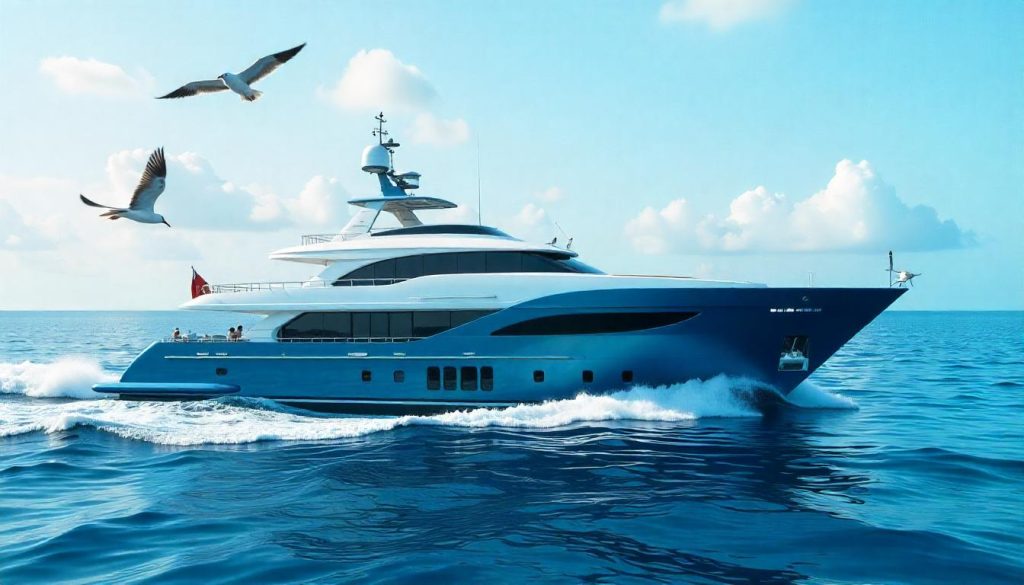 Yacht near Genovesa Island, highlighting yachting Galapagos wildlife luxury in 2025.