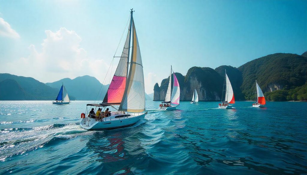Yachts at Phuket King’s Cup Regatta, highlighting best yachting events Asia 2025.