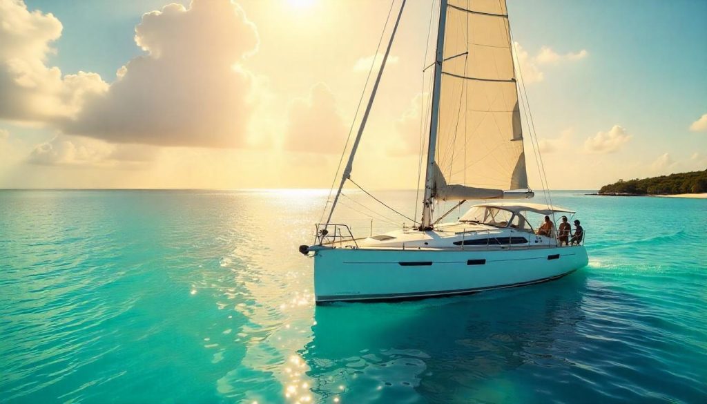 Sailor resting on a yacht during independent yacht travel in the Bahamas.