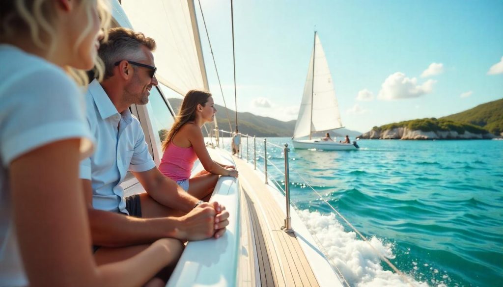 Family spectating during sports event yacht charters in Antigua.