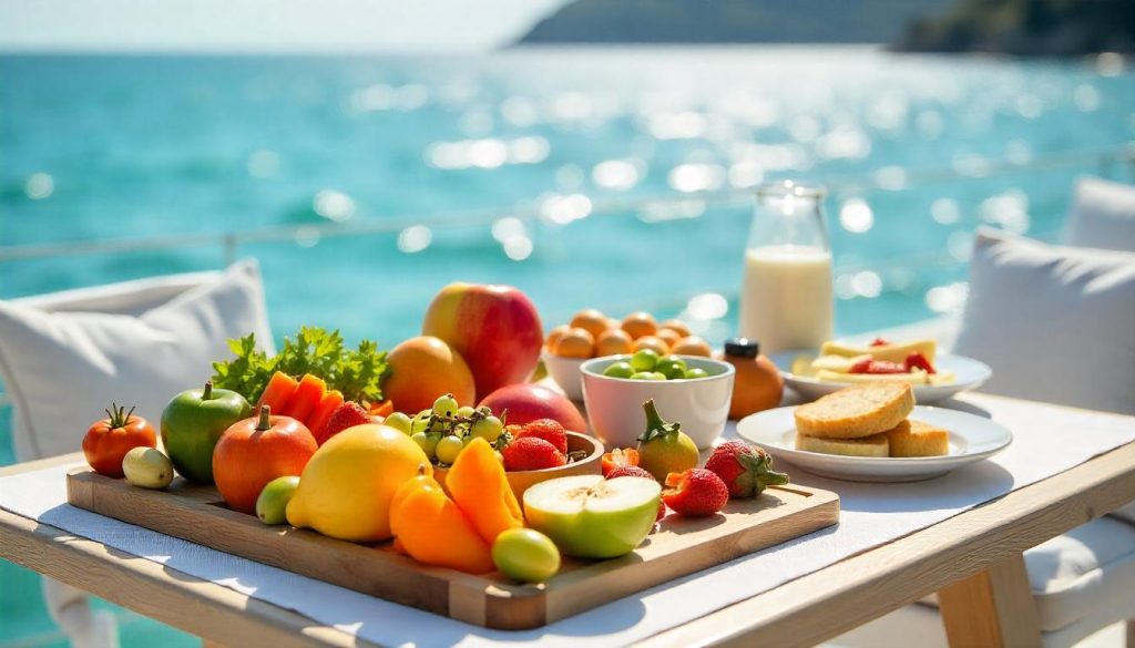 Wellness yacht charter healthy food