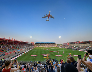 Emirates A380 Flypast Lights Up Emirates Dubai 7s for Eid Al Etihad