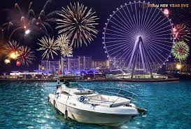 New Year’s Eve Fireworks from a Yacht in Dubai Marina